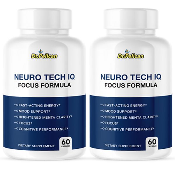 Neuro Tech IQ- Brain Support- 2 Bottles- 120 Capsules