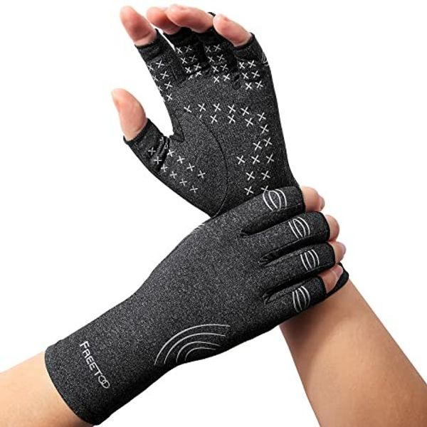 FREETOO Finger Support, Reduces Joint Stabilization Burden, Compression Gloves, Odor Resistant, Antibacterial, Sweat Absorbent, Quick Drying, Lightweight, Thin Gloves, Non-Slip, Work, Housework, Childcare, Computer/Smartphone Operation, Sports, Unisex, Ga