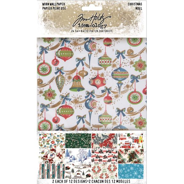 Tim Holtz - Advantus TH94011 Worn Wallpaper, Christmas, 12 Designs/2 Each