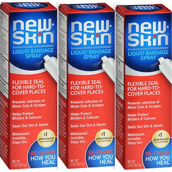 New Skin Liquid SPRAY Bandage, 1oz ( 3 canisters ) NEW LOOK ^