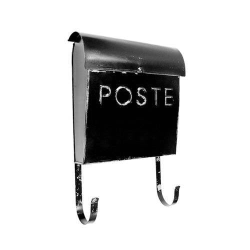 NACH TH-10043 French Euro Aged Wall Mounted Mailbox with Newspaper Holder, Rustic Black, 12 x 11.2 x 4.5 inch