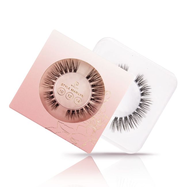 NICLAY Glamour Lash Single Marilyn – Wimpernverlängerung, Wimpernkranz, Set mit Wimpernkleber & Pinzette, Künstliche Wimpern, Lash Extensions – dauerhaft bis zu 7 Tage tragbar (12/14/16)