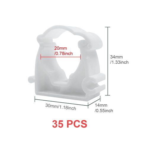 HLIWS Pipe Clamps, 35 Pieces Inner Diameter 20 mm Hose Clamps Pool, Plastic Mounting Clamp, for Pipes Diameter 20 mm (White)