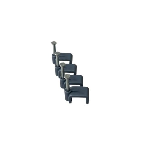 On1shelf® Flat Grey 4.0 mm T&E Cable Clips, Bag of 50, Skirting Wire Nail Clips, Cable Tacks for Ethernet, Electrical Cables, Walls