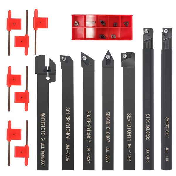 21PCS Lathe Turning Tool Kit Carbide Inserts Metal Lathe Tool Holders Boring Bar