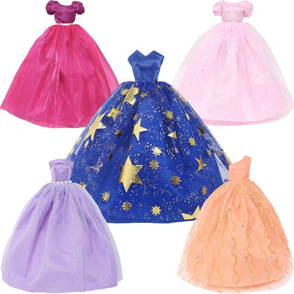 BJDBUS 5 Pcs Handmade Wedding Dress Party Gown for 11.5 Inch Girl Doll Clothes Accessories Random Clothing Set