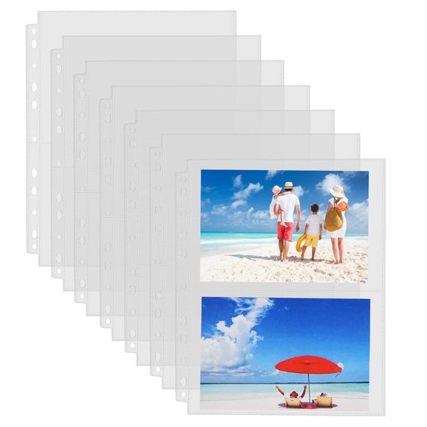 Sooez 30 Pack Heavy Duty Photos or Postcards Page Protectors, Plastic Clear Photo Holder Sleeves for 3 Ring Binder, Two 5'' x 7'' Pockets Per Page, Top Loading Perfect for Checking & Organizing