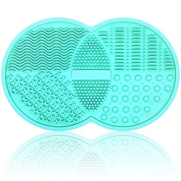 Makeup Brush Cleaning Mat, Silicone Makeup Brush Scrubber, Makeup Brush Cleaner Pad, Cosmetic Brush Cleaner, Brush Cleaning Pad, Suitable for Makeup Brush, Makeup Sponge, Powder Puff (Green)