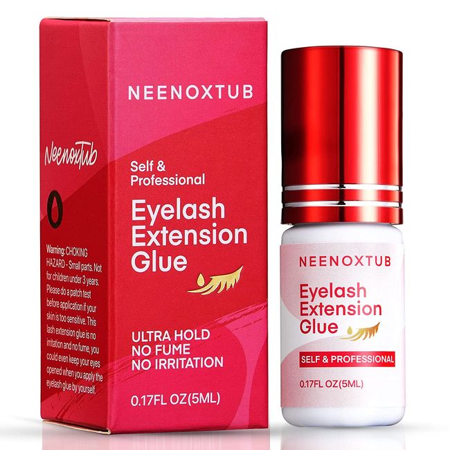 Sensitive Eyelash Extension Glue, Lash Glue for Eyelash Extensions, Eyelash Glue for Sensitive Eyes, 6-7 Weeks Retention Professional & Individual Lash Glue with Extra Strong Bond. 5 ml