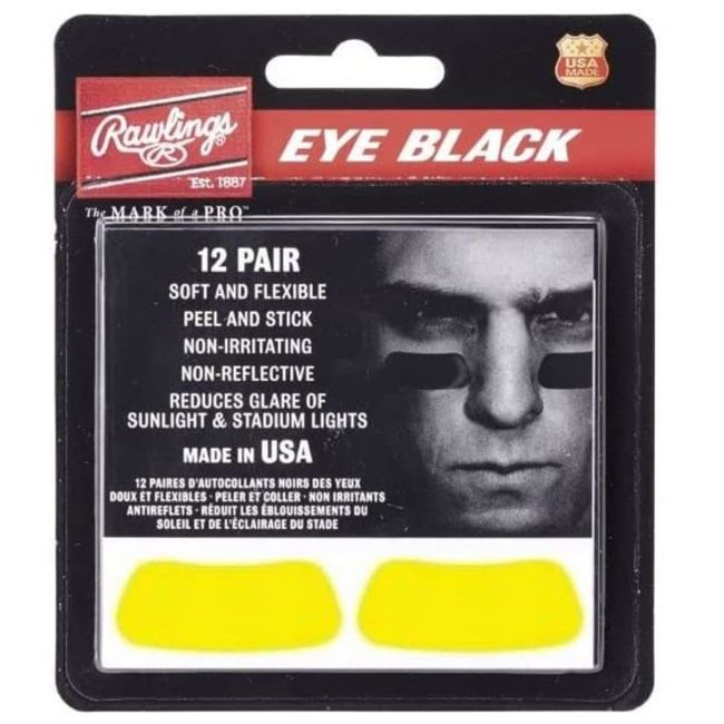 Rawlings Baseball Eye Black Seal EB12 Yellow 12 Pairs 24 Pack