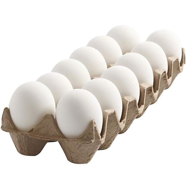 12 White Hollow One Piece Matt Plastic Easter Eggs for Crafts