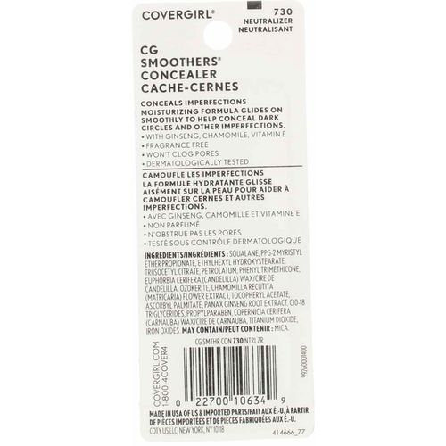 CoverGirl Smoothers Concealer, 730 Neutralizer 0.14 oz (Pack of 3)