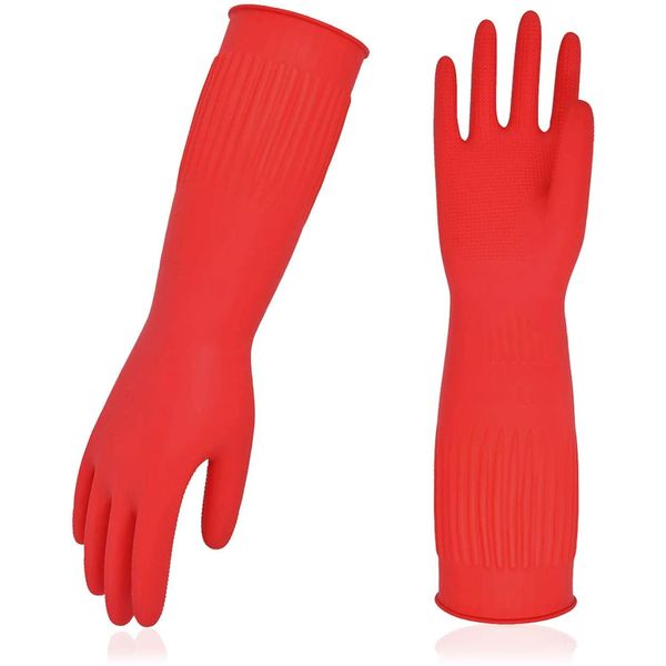 Vgo RB2143 Kitchen Gloves, Waterproof Gloves, Long Rubber Gloves, Work Gloves, Dishwashing Gloves, Cleaning Gloves, Long Sleeve, Car Washing, Washing, Washing, Gardening, Painting, Pet Care,