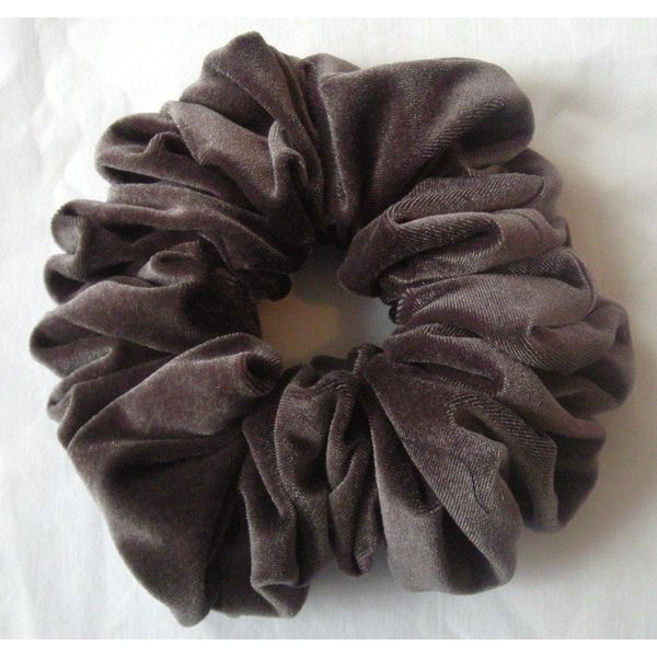 Charcoal Gray Velvet Scrunchy - Jumbo