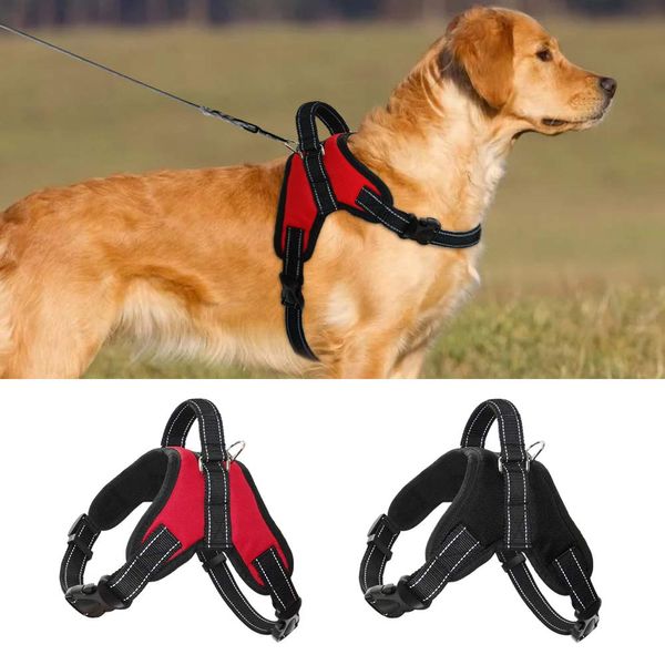 SpeedPets Adjustable Padded Strong Reflective No Pull Pet Dog Harness (Large, Black)