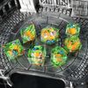 Liquid Core Resin Sharp Edged Polyhedral Dice Set, 7pcs - D&D RPG Dice, Butterfly Themed