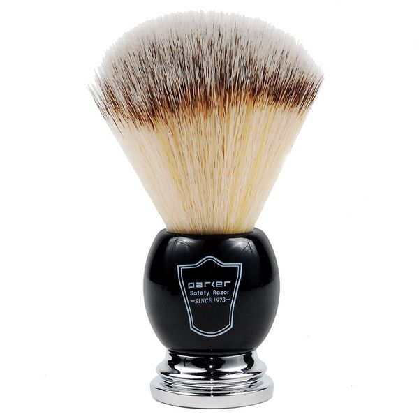 Parker's Deluxe Synthetic Silvertip Shaving Brush w/Black & Chrome Handle