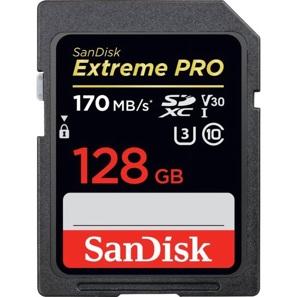 SanDisk Extreme PRO 128GB SDXC Memory Card up to 170MB/s, UHS-1, Class 10, U3, V30