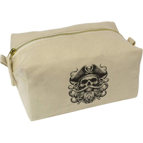 'Pirate Skull with Beard' Canvas Wash Bag/Makeup Case (CS00036745)