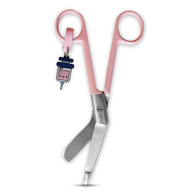 Sick Scissors - Blunt Tip Scissors - Stainless Steel - Design - Distinctive Keyring (Pink Keyring)