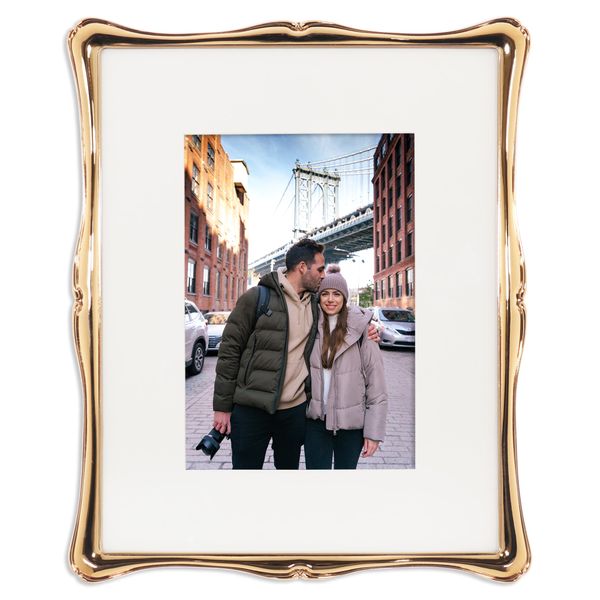 Lawrence Frames Metal Frame, Romance, Gold, 8x10, Matted 5x7
