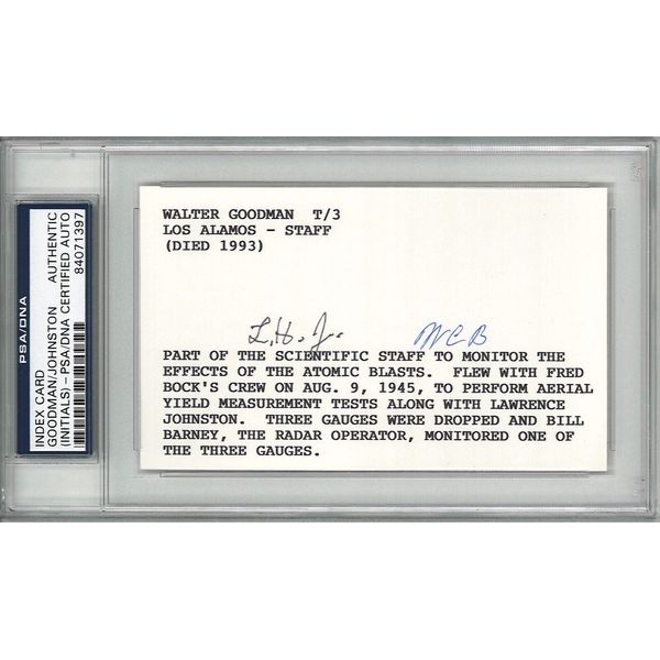 WALTER GOODMAN & LAWRENCE JOHNSTON DUAL SIGNED INDEX CARD PSA DNA 84071397 (D)