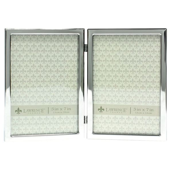 Lawrence Frames 5x7 Hinged Double Silver Standard Metal Picture Frame (710657D)