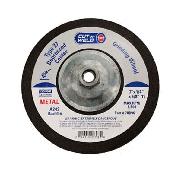 Cut N Weld Type 27 Dual Depressed Center Pipe Cutting Grinding Wheel 7" x 1/4"