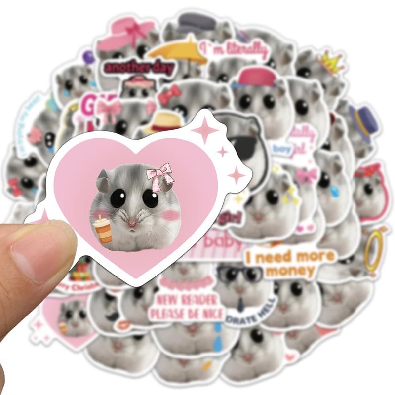 102PCS Funny and Cute Hamster Stickers - Sad and Happy Hamster Vinyl ...