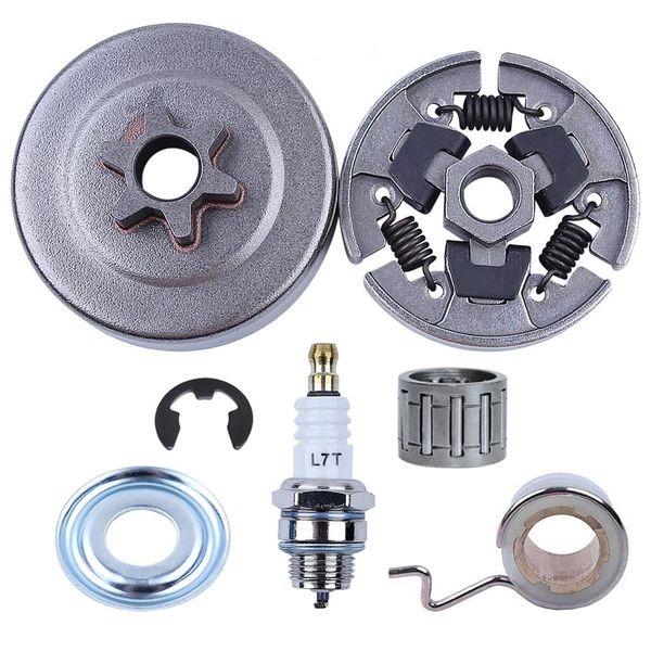 3/8" Sprocket Clutch Drum Kit for Stihl 017 018 MS170 MS180 021 023 025 MS210 MS230 MS250, ADEFOL Sprocket + Clutch Drum + Sprocket Bearing + Worm Gear + Washer + E-Clip + Spark Plug