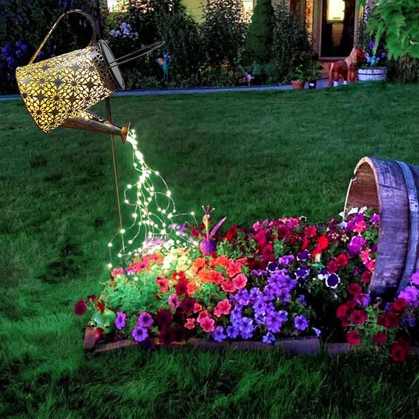 Vcdsoy Solar Watering can with Lights - Gifts for Mom Women Grandma Solar Lights Outdoor Garden Decorations Waterproof, Hanging Waterfall Fairy Lights Yard for Garden Table Patio Yard Pathway Walkway