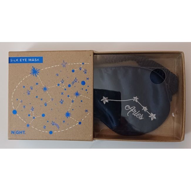 Zodiac Silk Beauty Eye Mask in Dark Blue ARIES