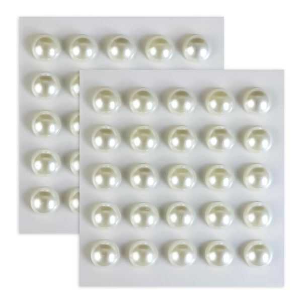 131 Rhinestone Stickers (Deco Stickers), Pearl Type, 0.4 inch (10 mm), White, 2 Sheets, Glitter Plump Round