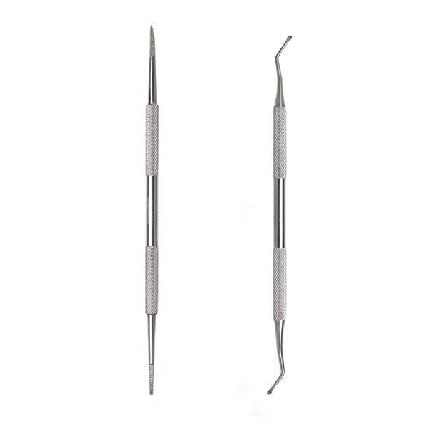 Kingsie 2-piece set, nail remover, nail lifter, nail file, probe, stainless steel, for ingrown nails, thick nails, nail care, foot care