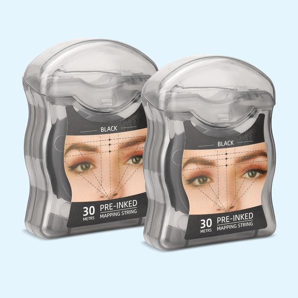BAMTTOO Pre-Inked Microblading String for Brow Mapping Positioning Thread Marker Eyebrow Tattoo Measuring Tool for Marking Symmetrical Eyebrows (2 Pieces)
