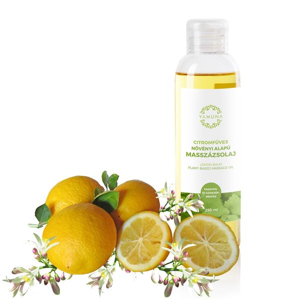 YAMUNA NATURAL BEAUTY Massageöl, 100% pflanzlich, Naturkosmetik aus Ungarn. Professionelles Öl – frei von Paraffin und Parabenen für eine erfrischende Massage. (Zitronenmelisse)