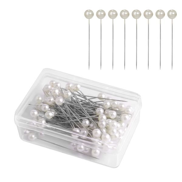 AIEX 100Pcs 1.5 Inch Sewing Pins Plastic Ball Head Straight Quilting Pins for Dressmaker Jewelry DIY Decoration, Art Craft and Sewing Projects (White)