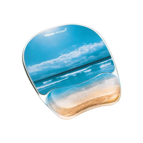 Fellowes 9179301 Gel Mouse Pad w/Wrist Rest, Photo, 7 7/8 x 9 1/4, Sandy Beach