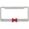 Clear 7 Rows Bling Diamond Crystal License Plate Frame With Red Bow Tie