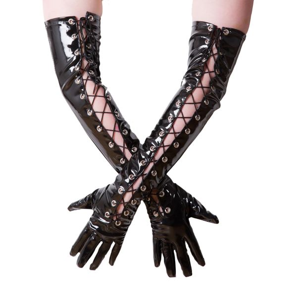HONOUR Female Laced Front Long PVC Gloves