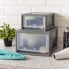 6 Qt. Small Plastic Stackable Storage Drawers Box Modular Gray Clear Set of 5