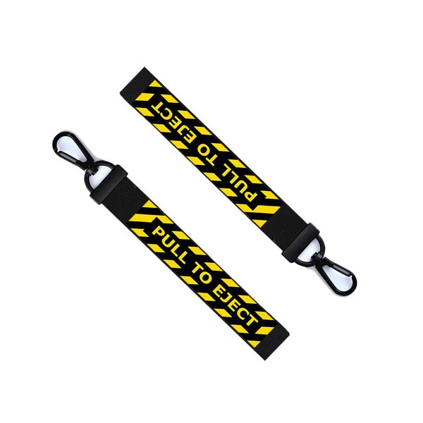 Pull to Eject Keychain Keyring Pilot Luggage Tag Zipper Pull Bag Black