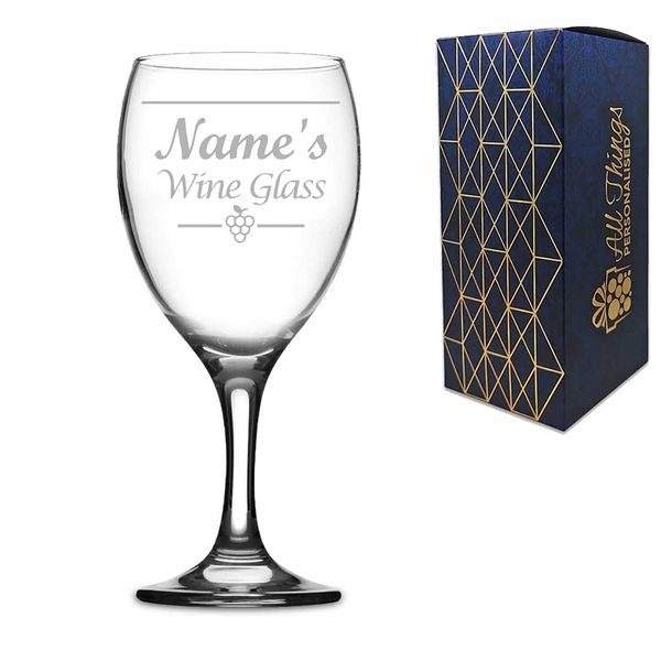 Personalised Engraved Novelty Wine Glass, Name's Wine Glass", Any Name, Gift Boxed, Perfect for Any Wine Lover, Birthday and Christmas, Engraved in The UK, 12oz