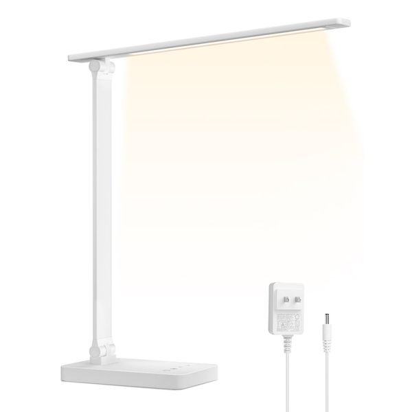 Lepro Desk Light, LED, Eye Friendly, Desk Stand, AC Adapter Included, Brightness, 550 Lumens, Stand Light, Tabletop Light, Stylish, 5 Brightness Levels, Light Bulb, White, Daylight, Touch Sensor