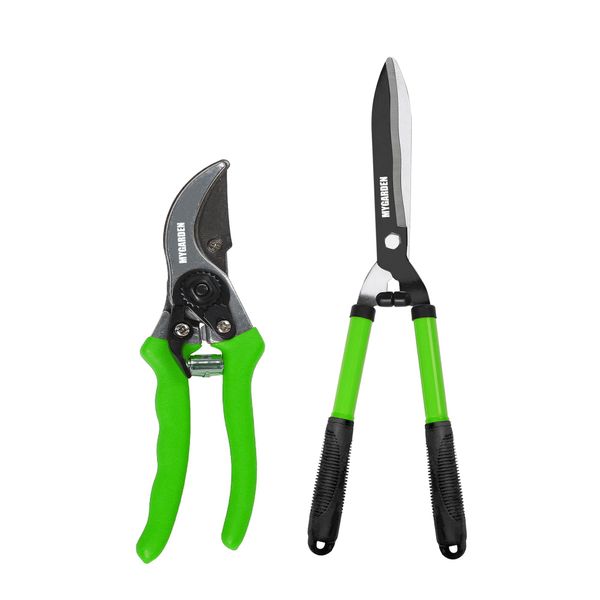 My Garden Hedge Shears Pruner Set Secateurs Pruning Scissor with Ultra Sharp Blade Soft Grip Handle Gardening Clipper Ideal for Cutting Trimming Shearing Gardening Tool for Shrubs Bushes Bonsai Tree