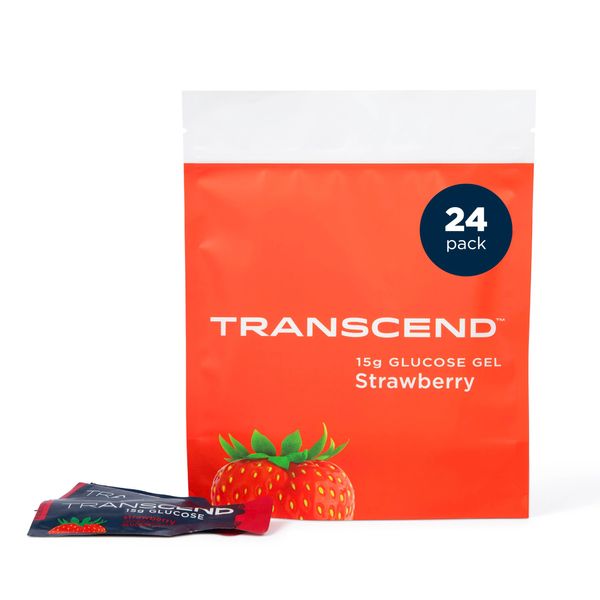 Transcend Foods Strawberry Gel (1.1 oz, Pack of 24) Energy Gel Strawberry Flavor, Fast-Acting Carb Gel – Caffeine Free, Gluten Free