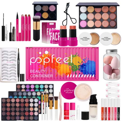 All-in-one Holiday Make up Gift Sets | Makeup Kit for Women Full Kit Teen Girls Xmas Beauty Essential Beginner Bundle Include Eyeshadow Palette Lipstick Blush Concealer Face Powder Mascara Lipgloss