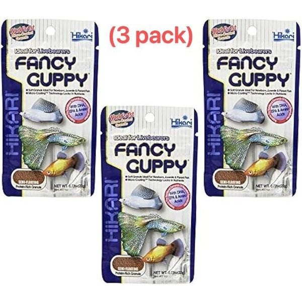 Hikari Usa Tropical Fancy Guppy Granule Fish Food For Pet Health 0.77oz (3 Pack)