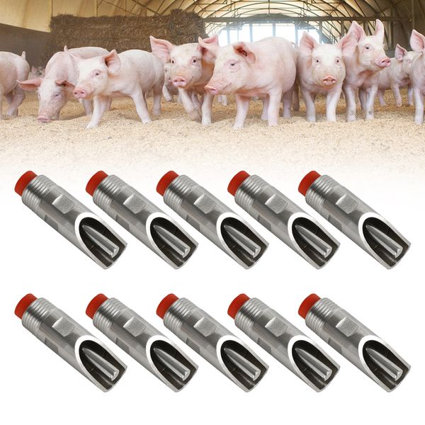 10Pcs Stainless Steel 1/2" Thread Pig Hog Automatic Nipple Drinker Waterer US
