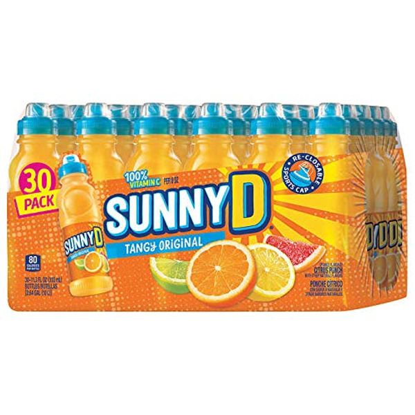 SunnyD Tangy Original Orange Flavored Citrus Punch 100% Vitamin C Fortified Drink in Sport Cap Bottle - 30 Pack (11.3 oz)